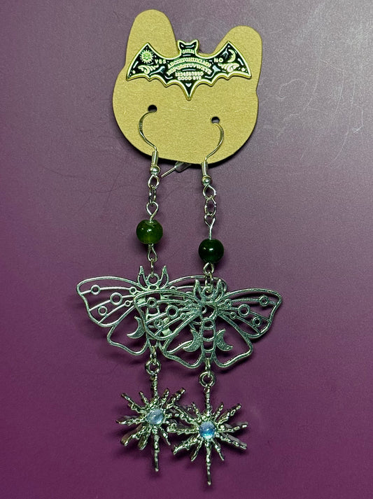 Celestial moth earrings