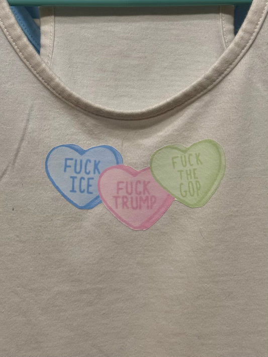 Candy Heart Racerback Cropped Tanks - WOMENS SMALL