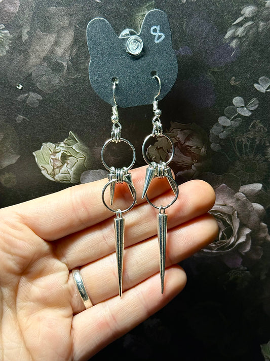 Silver spikes earrings