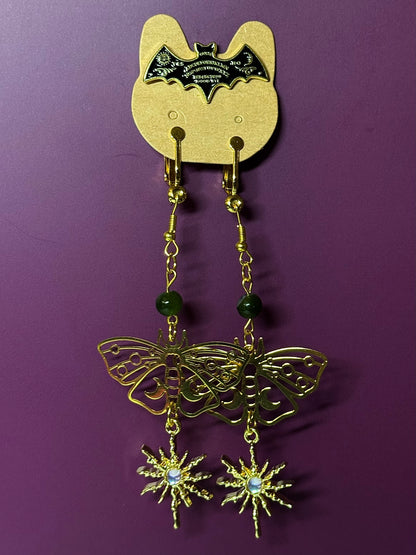 Celestial moth earrings