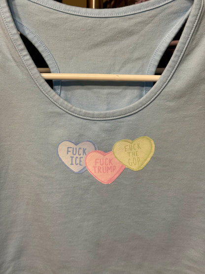 Candy Heart Racerback Cropped Tanks - WOMENS SMALL