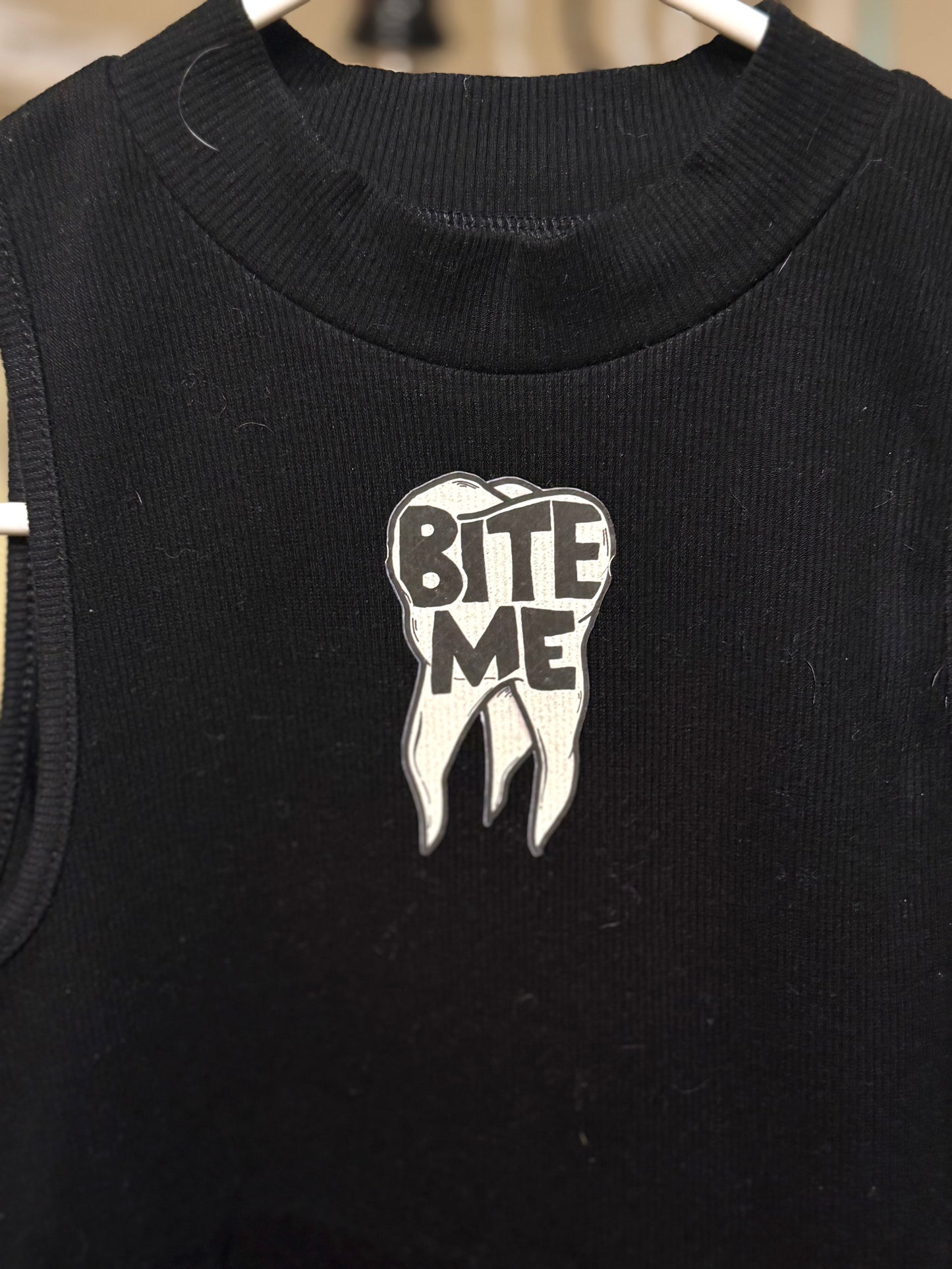 Bite Me Ribbed Mock Neck Crop Tops - WOMENS LARGE