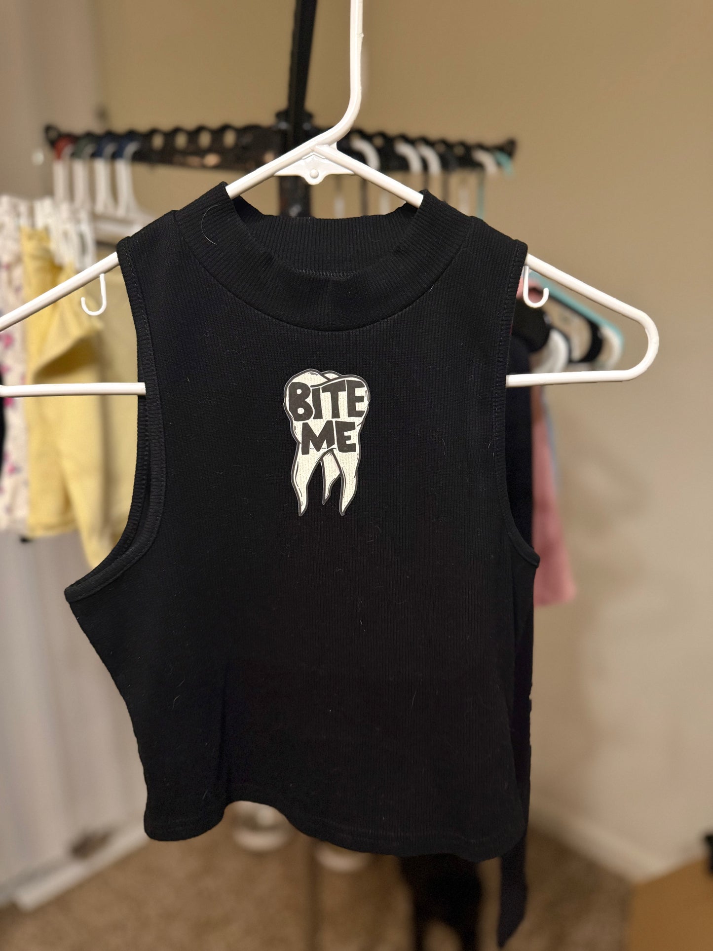 Bite Me Ribbed Mock Neck Crop Tops - WOMENS LARGE
