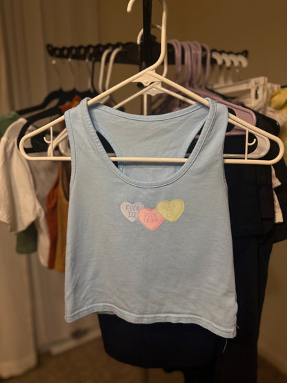 Candy Heart Racerback Cropped Tanks - WOMENS SMALL