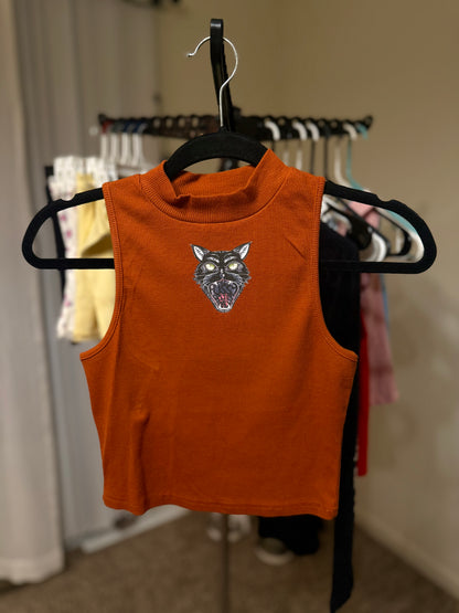Bites Back Ribbed Mock Neck Crop Top - WOMENS LARGE