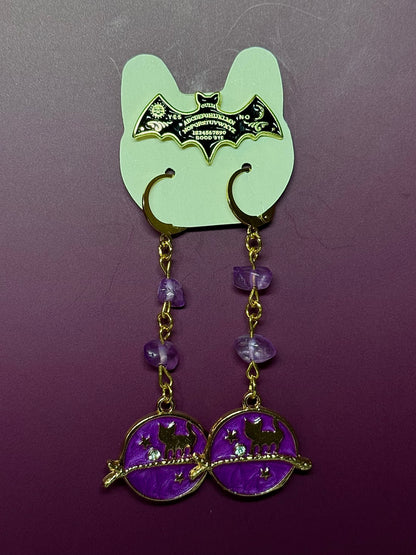 Kitties in space w/ purple clear quartz