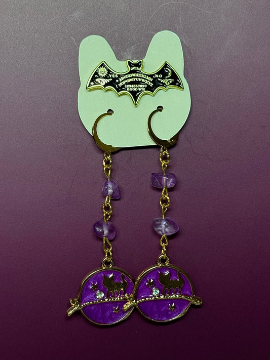 Kitties in space w/ purple clear quartz