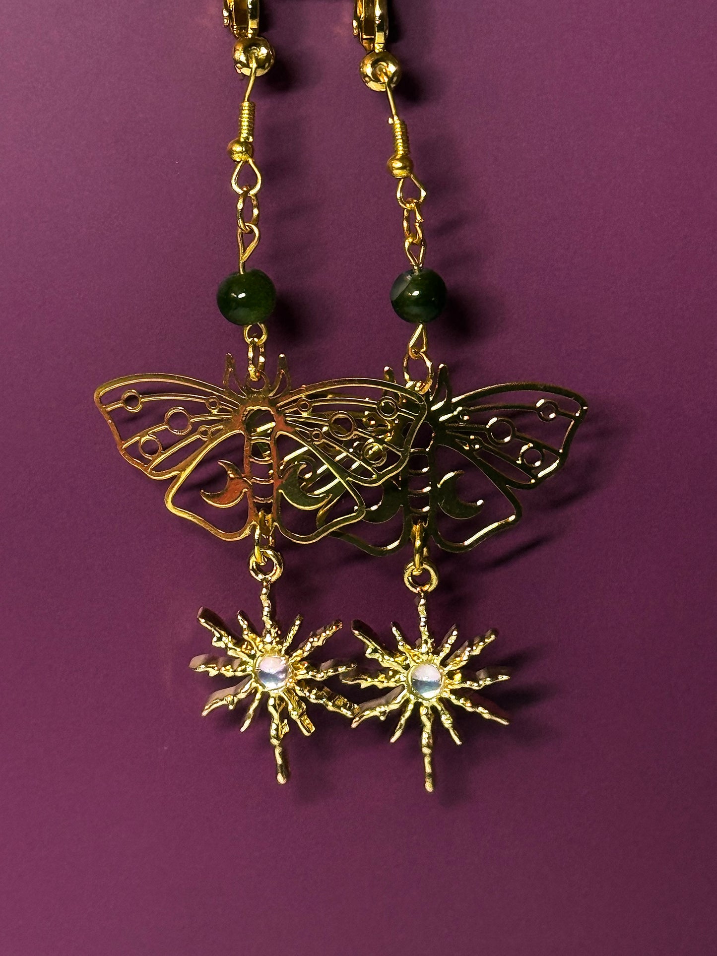 Celestial moth earrings