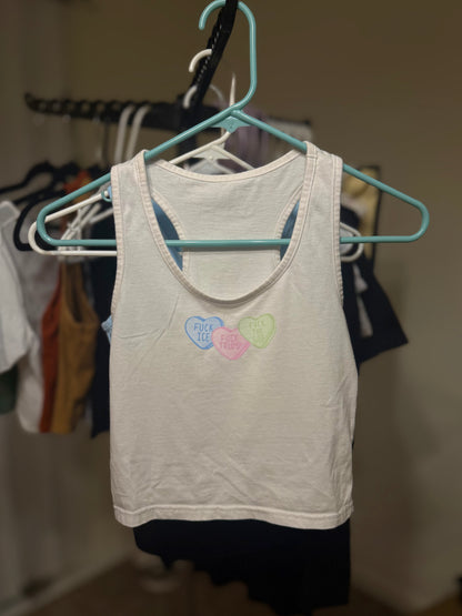 Candy Heart Racerback Cropped Tanks - WOMENS SMALL