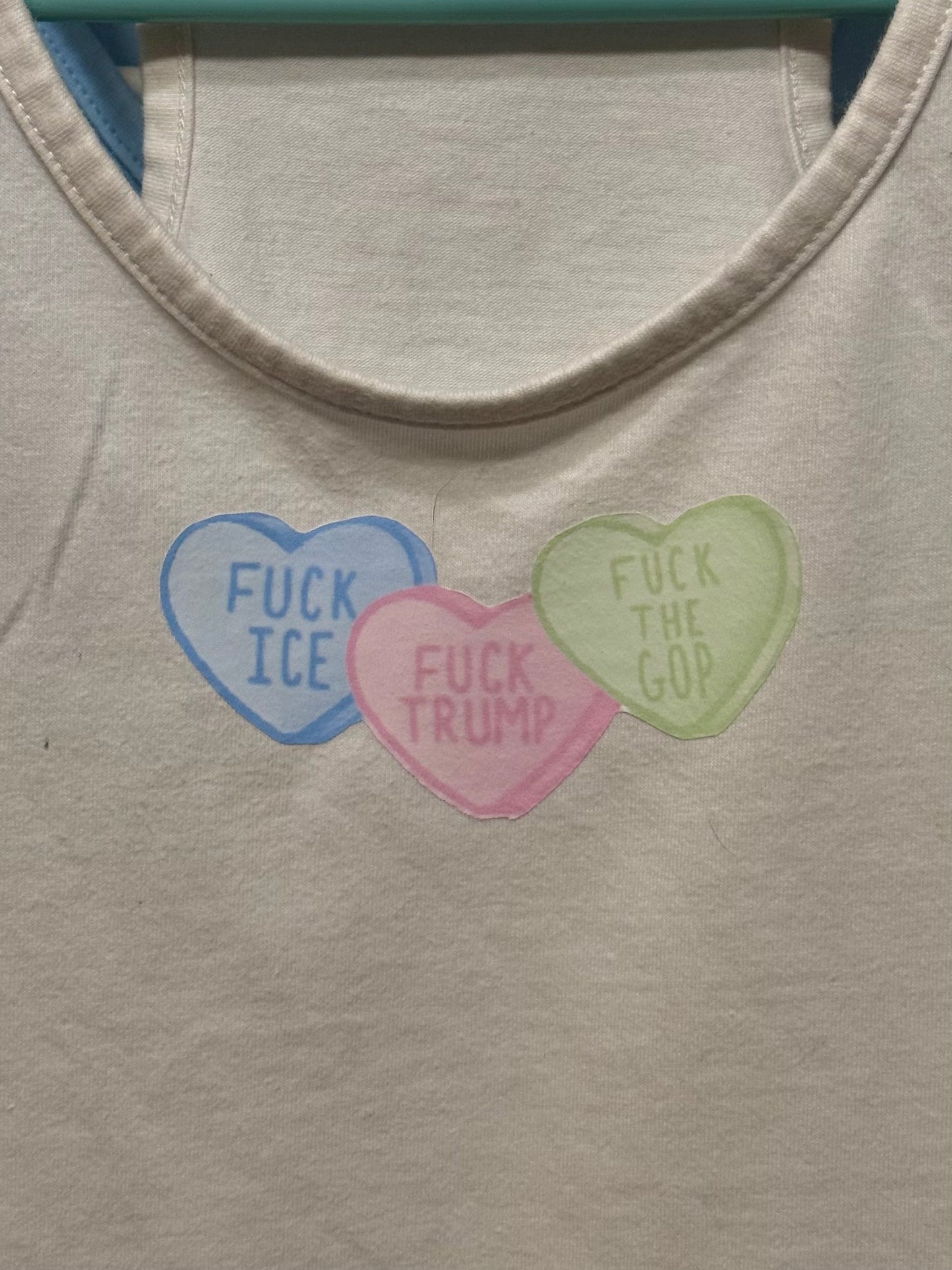 Candy Heart Racerback Cropped Tanks - WOMENS SMALL