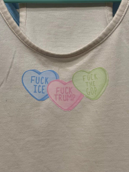Candy Heart Racerback Cropped Tanks - WOMENS SMALL