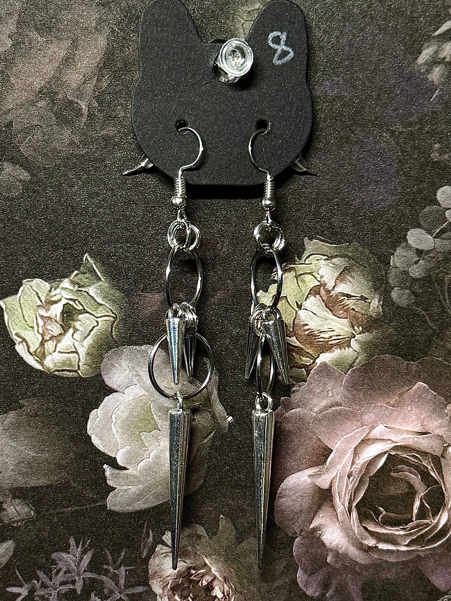Silver spikes earrings