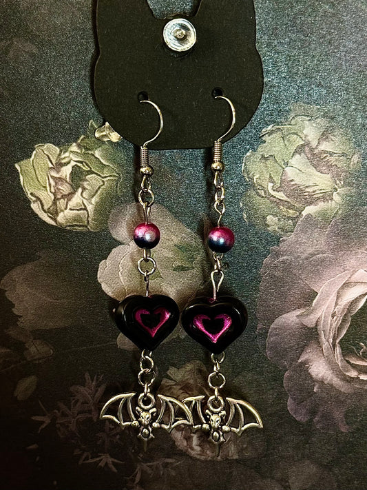 Love, bats earrings