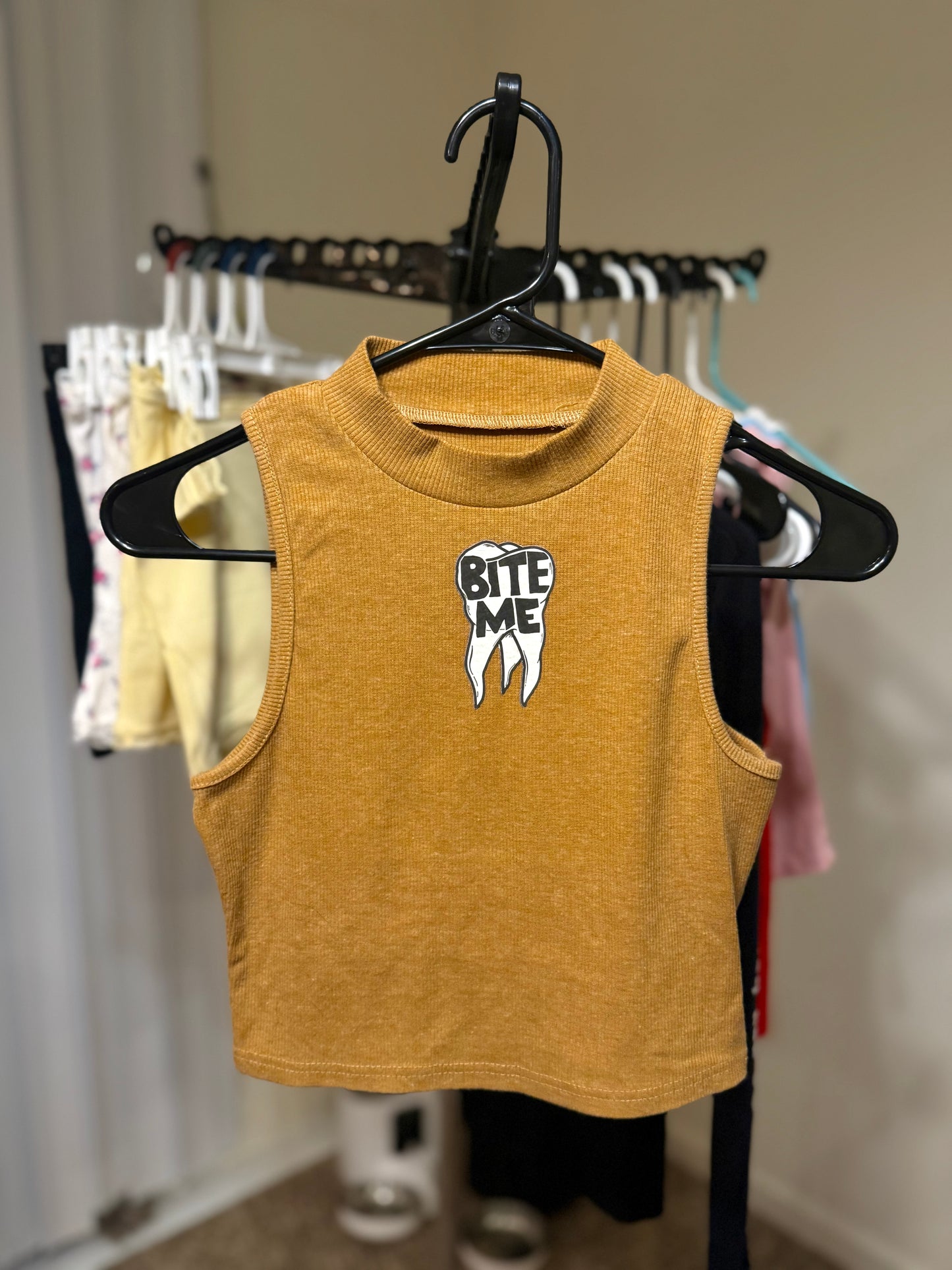 Bite Me Ribbed Mock Neck Crop Tops - WOMENS LARGE